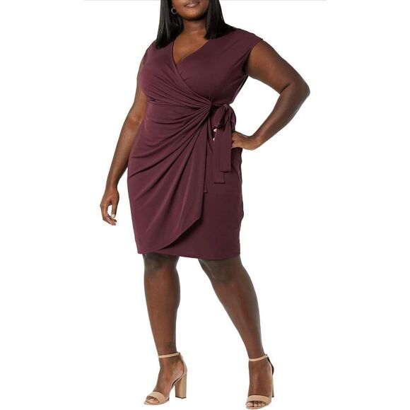 NEW Amazon Essentials Women's Classic Cap Sleeve Wrap Dress L - Picture 1 of 4